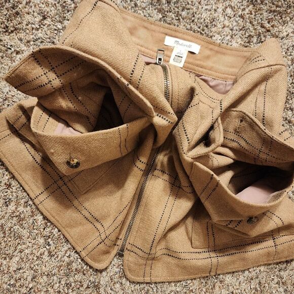 Madewell Fair Trade Wool Blend Windowpane Cargo Mini Skirt Size 6 - Picture 4 of 7